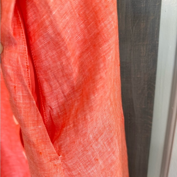 Talbots Square Neck Orange Linen Fit & Flare Dress Classic Minimalist - Picture 9 of 13